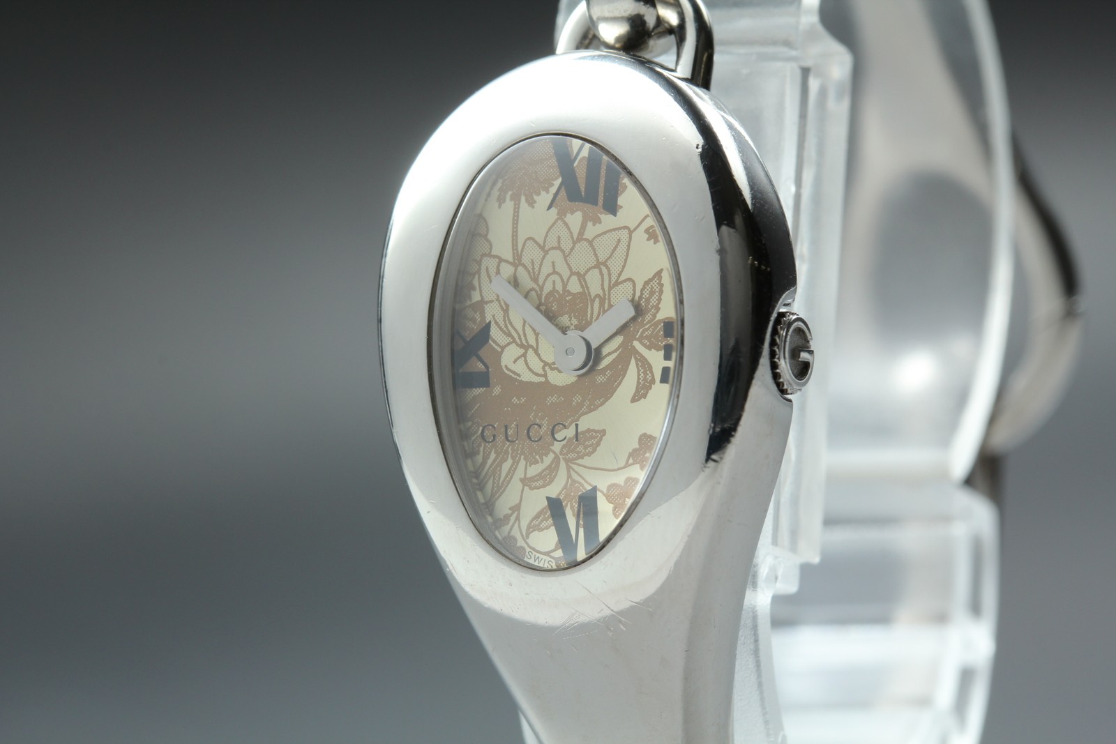 [Near MINT] GUCCI Horsebit 103 21mm Gold Floral Dial Bangle Quartz Women’s Watch