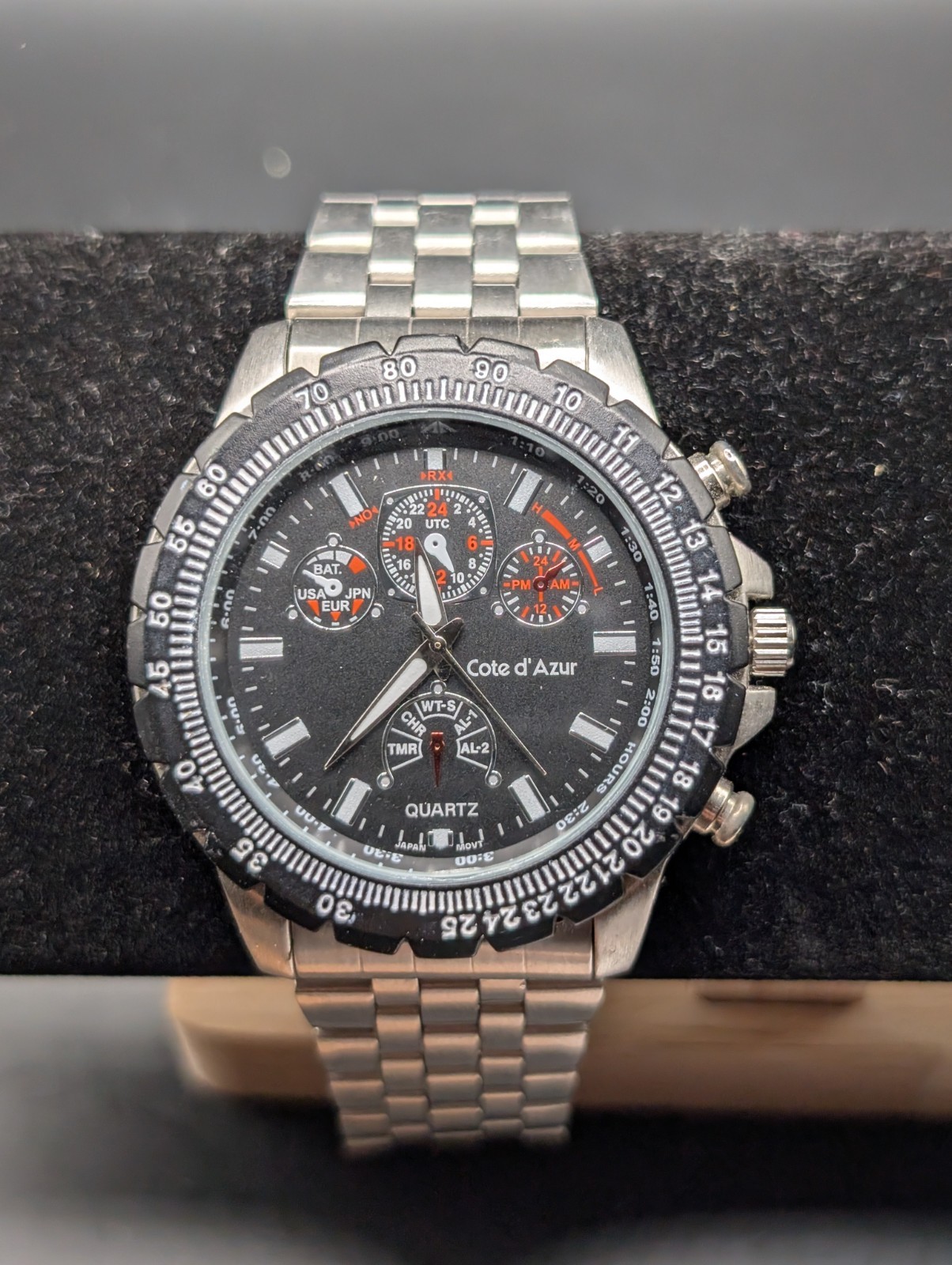 Cote d’ Azur Dive Style Watch Silver Watch Mens New Battery