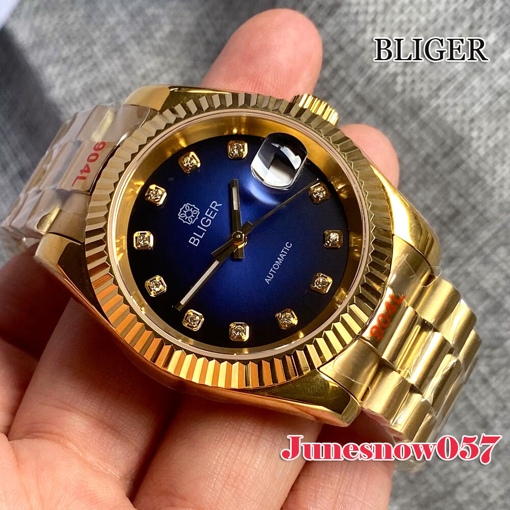 Bliger 36MM/39MM Watch NH35A Automatic For Men’s Sapphire Glass Gold Bracelet