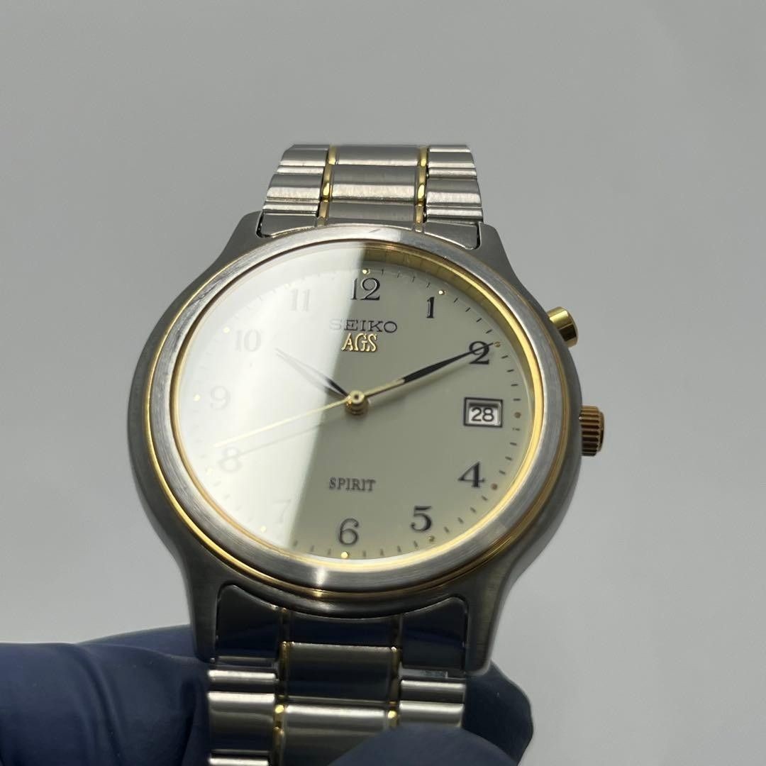 SEIKO AGS 5M22 7A40 Date White Dial Automatic Self Powered