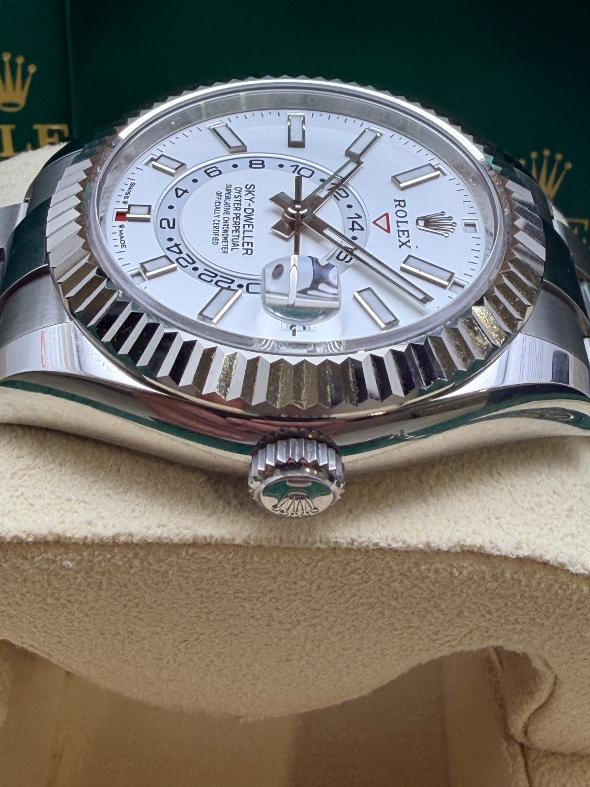 Rolex 2023 Sky-Dweller 326934 Silver Oyster Bracelet with Silver Bezel warranty