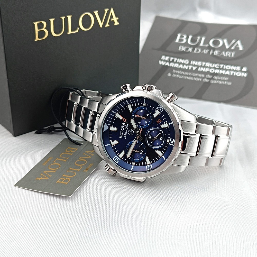 Bulova Marine Star Chronograph 96B256 Blue Dial Stainless Steel Men’s Watch