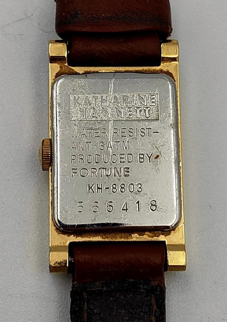 USED Katharine Hamnett KH-8803 Gold-Tone Rectangle Dress Watch | Japan