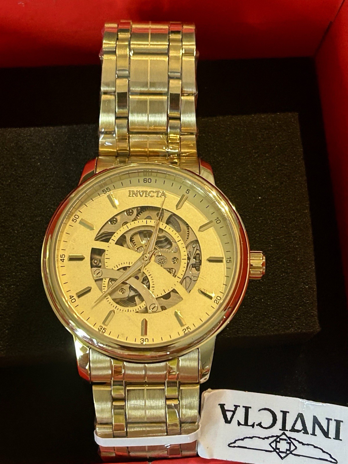 Objet D Art Automatic, Invicta 42.5mm, WR 30m, 8.5”, New/Box/3yr Warranty, Gold