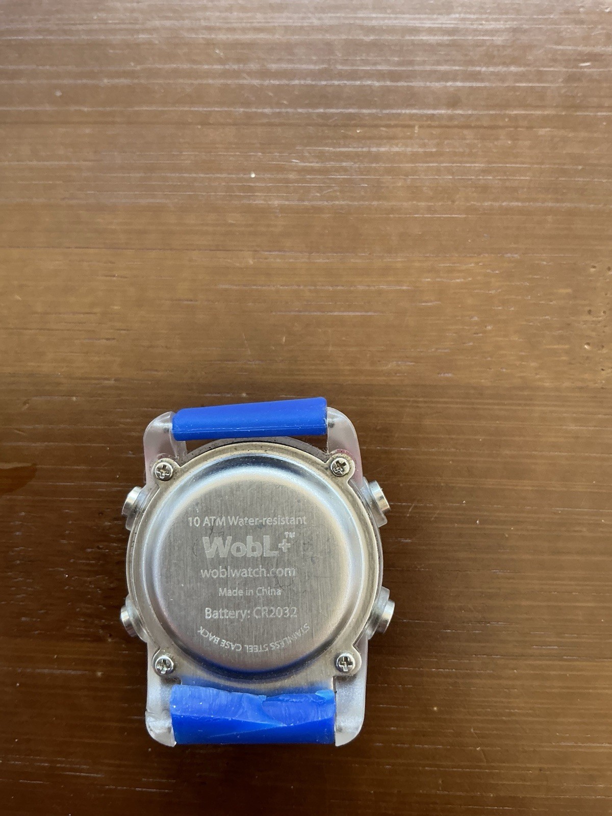 WobL+ Digital Sport Wristwatch Blue Silicone Strap Quartz 100m 10 ATM