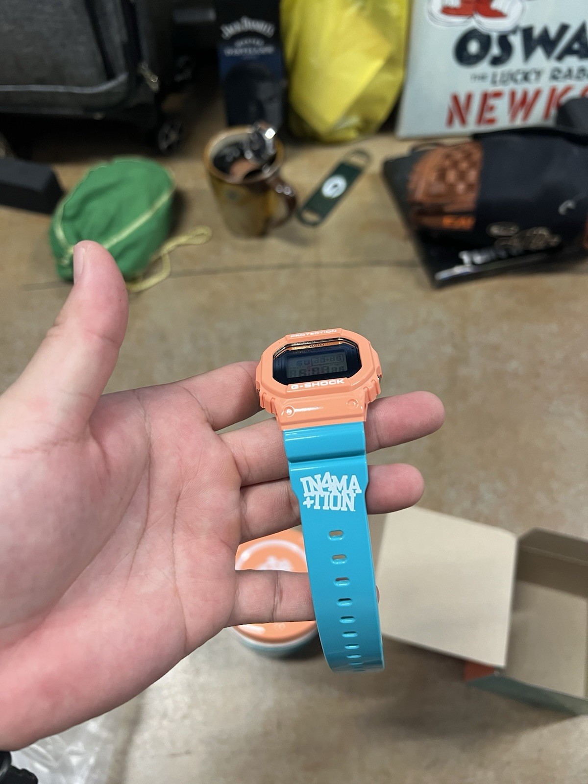 G-SHOCK In4mation Digital Square Watch Shock-Resist 200m Orange Blue