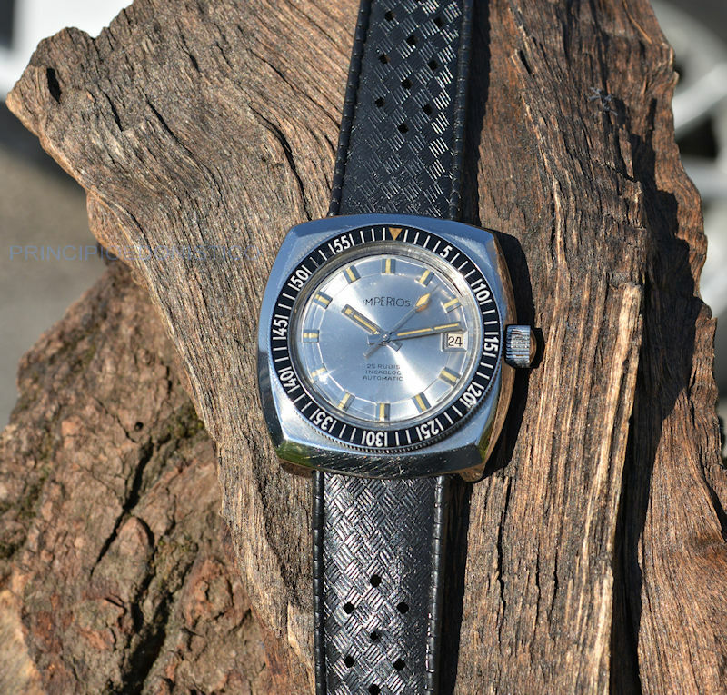 Rare Imperios Diver Sub 150Mt Steel Watch Bakelite Bezel Screw Crown