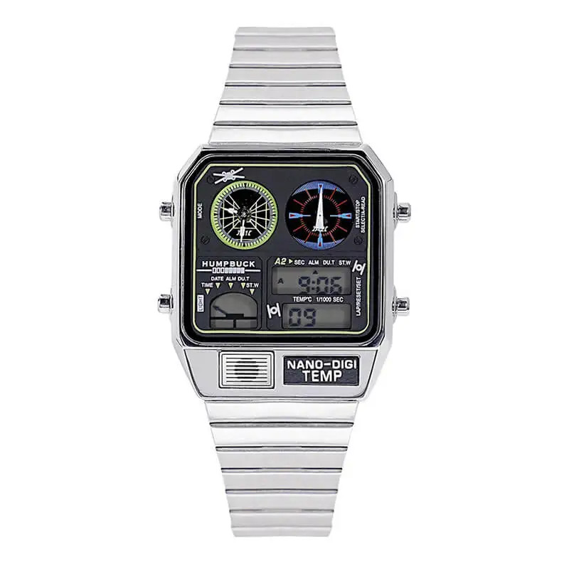 Classic Steel Men’s LED Watch – Digital Display, Temperature & Calendar