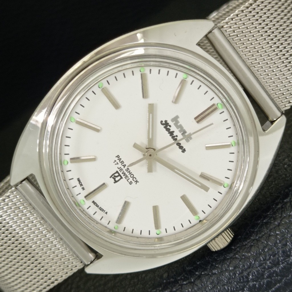 VINTAGE HMT KOHINOOR HAND-WINDING INDIAN MENS WHITE COLOR DIAL WATCH a440940-1