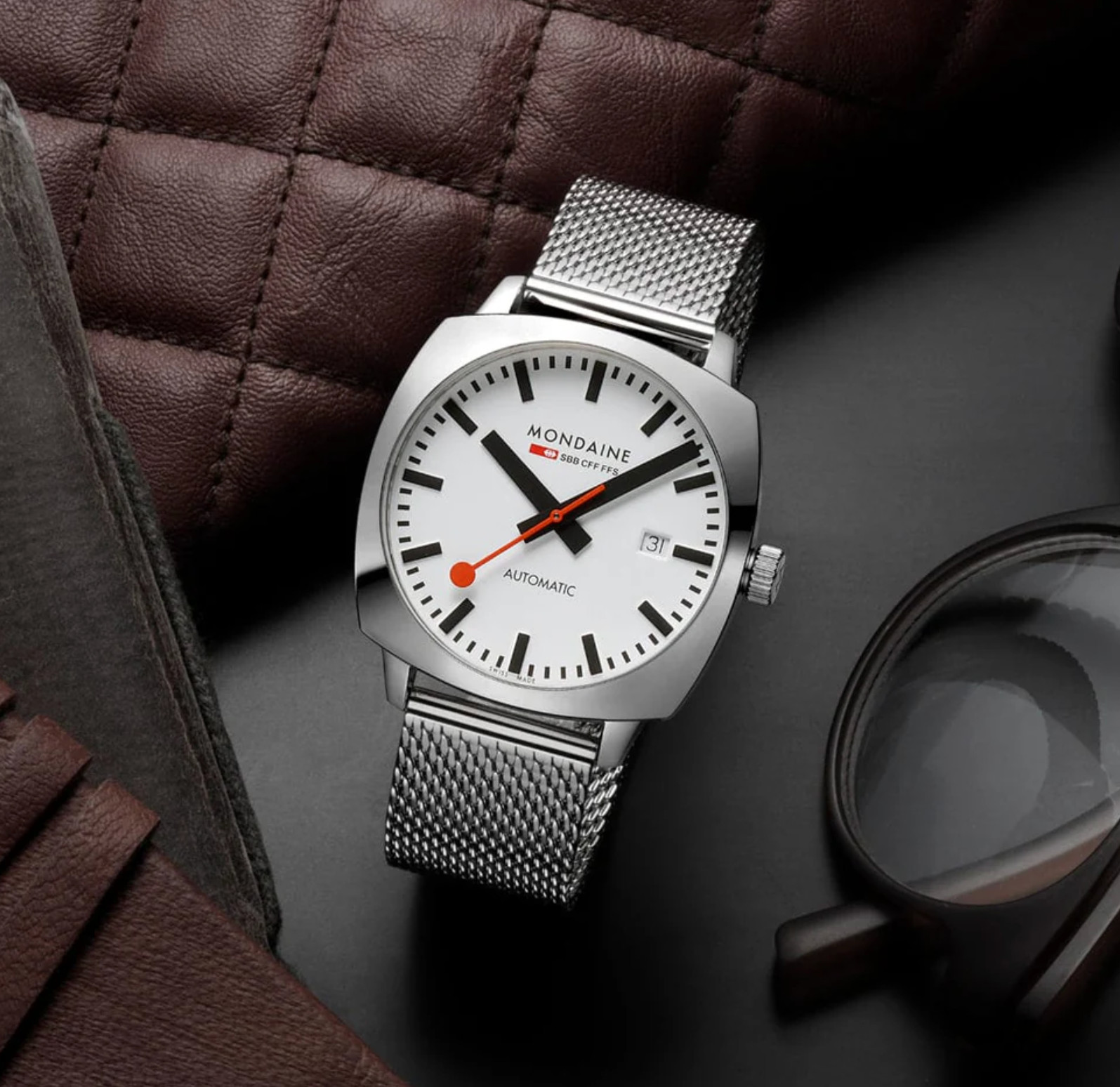 Mondaine MSL.3961B.SM Mens Swiss Watch Cushion Automatic 39mm Sapphire Crystal