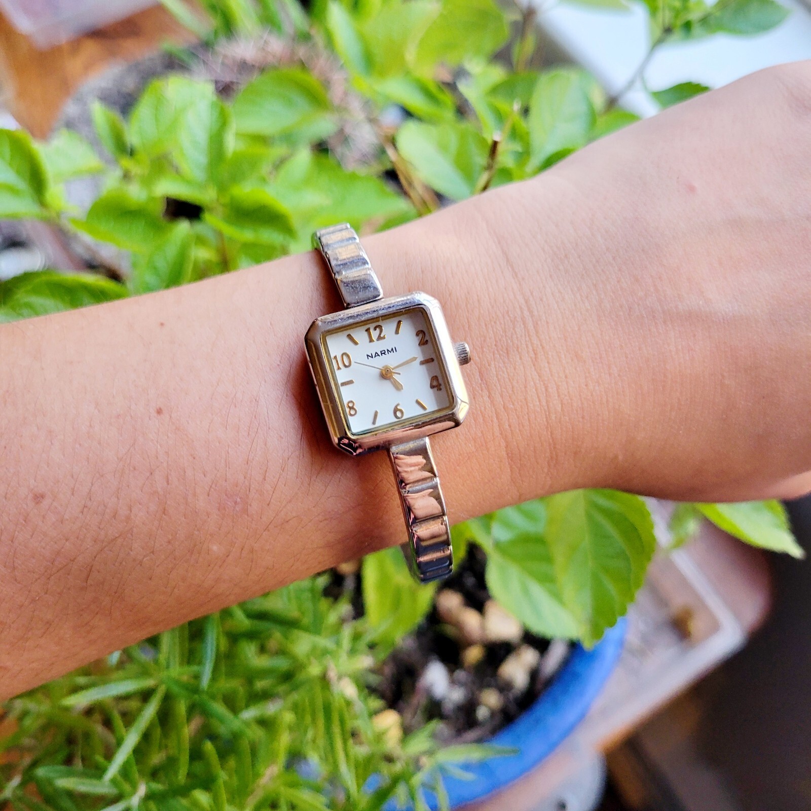 Classic Narmi Classic Silver & Gold Womens Womans Square Watch