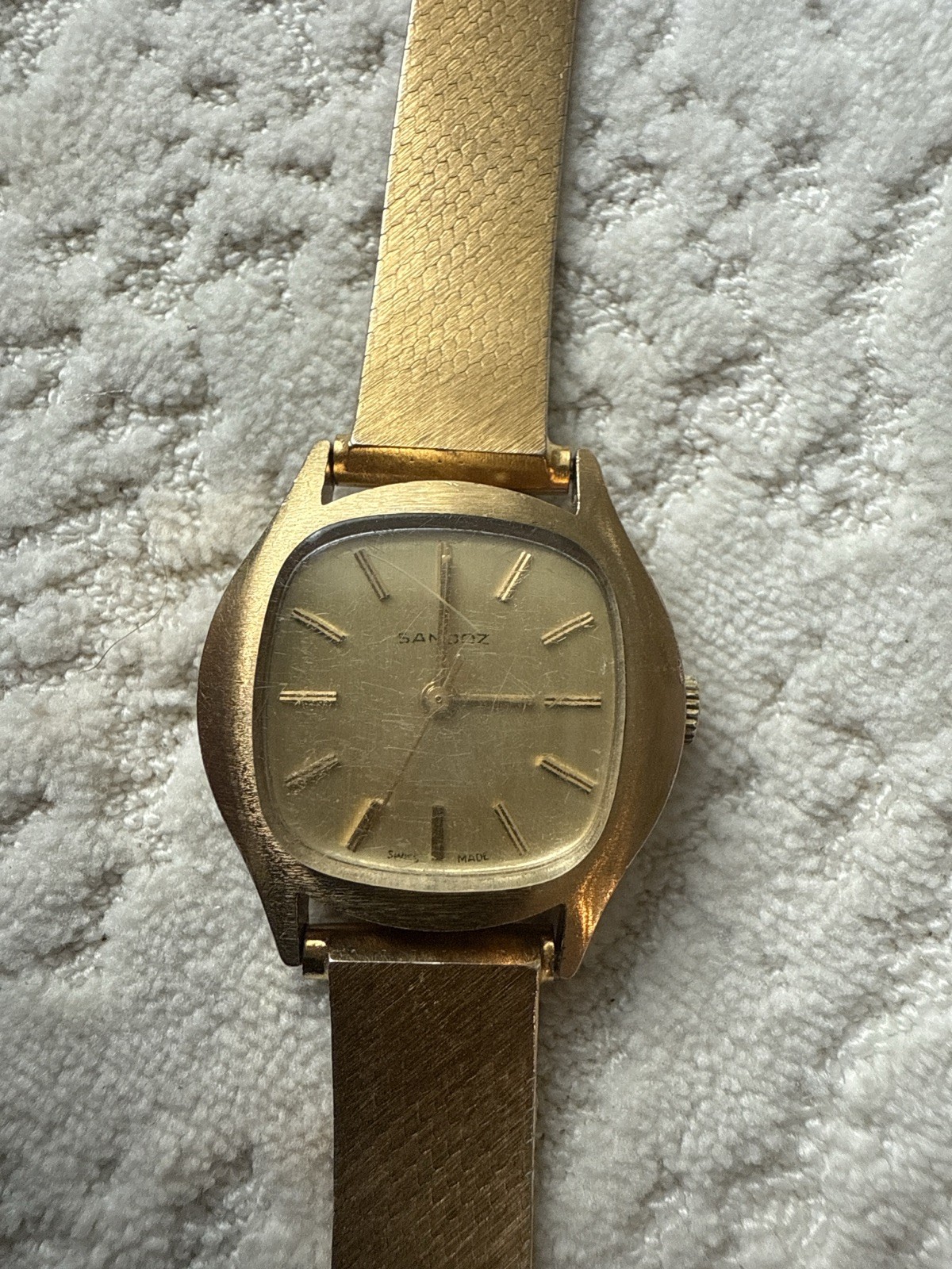 Vintage Sandoz Swiss Mechanical Watch 17 Jewels AS1902 Gold Plated 20 Microns