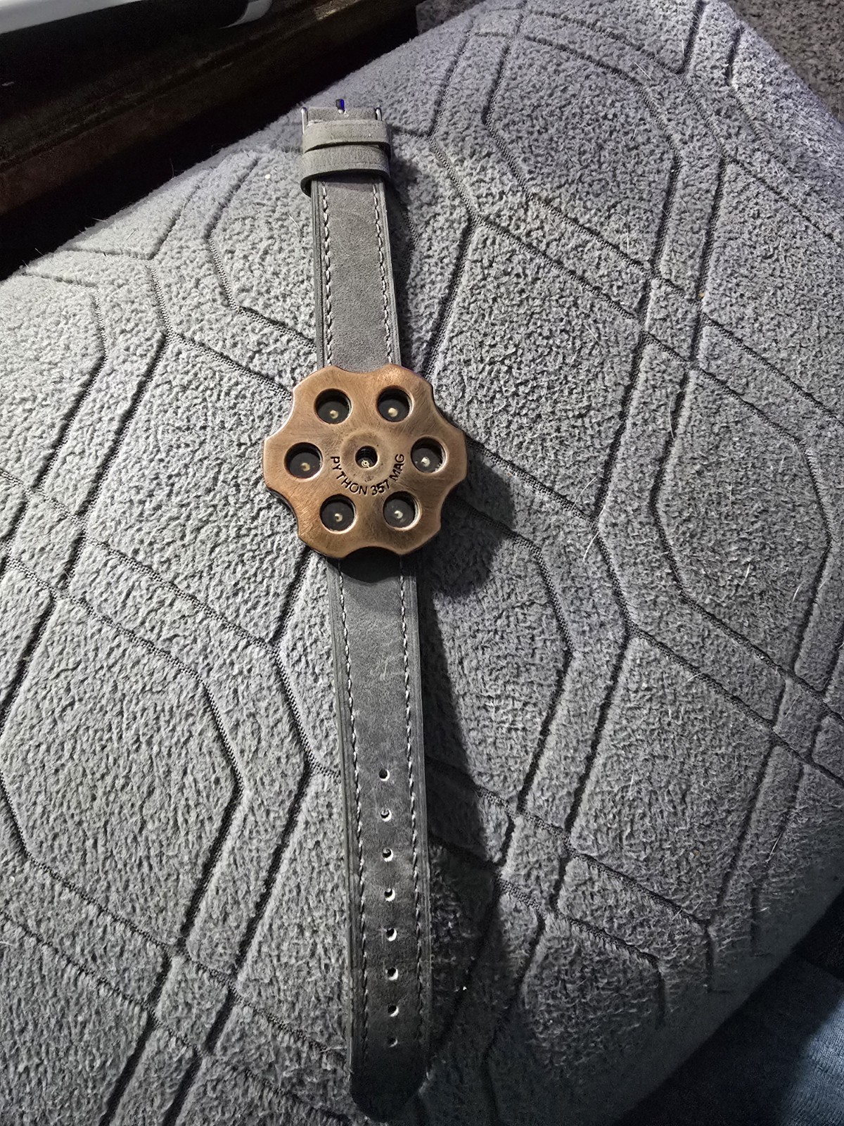 Jalga Python 357 Mag Japan Movement Stainless Steel Leather Bronze Watch