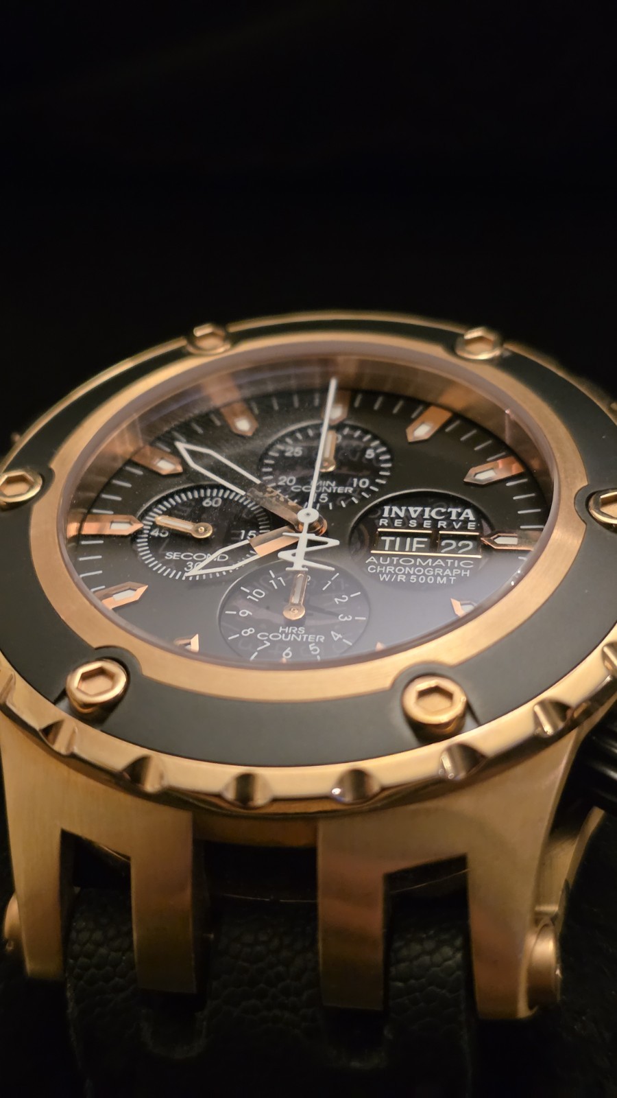 Invicta Reserve Specialty Chrono Ref. 4840, Valjoux 7750, Black PVD/Rose Gold