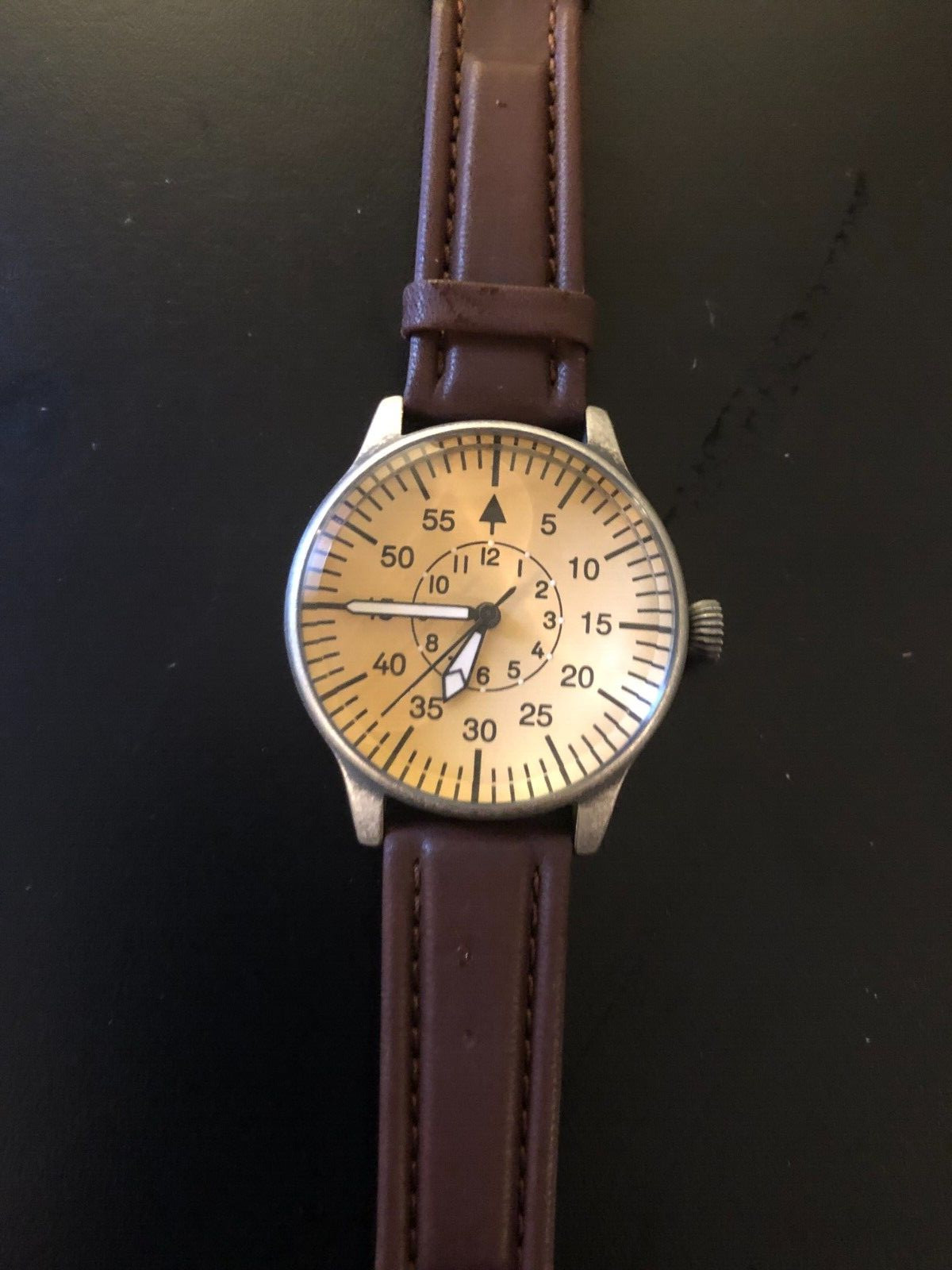 MIL-TEC Vintage Flieger Pilot Flight Aviation, AVIATOR – Leather Band, Quartz