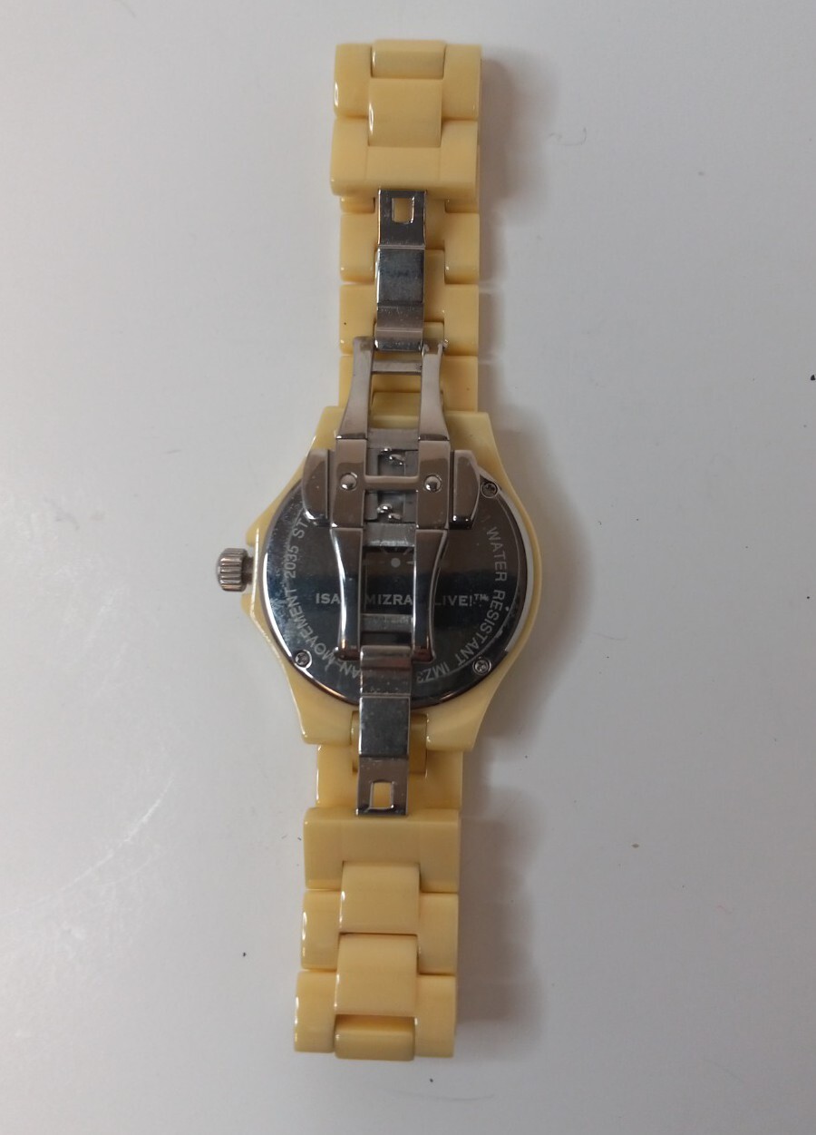 Isaac Mizrahi Live! Ceramic Watch Floral Print Hidden Fold Clasp