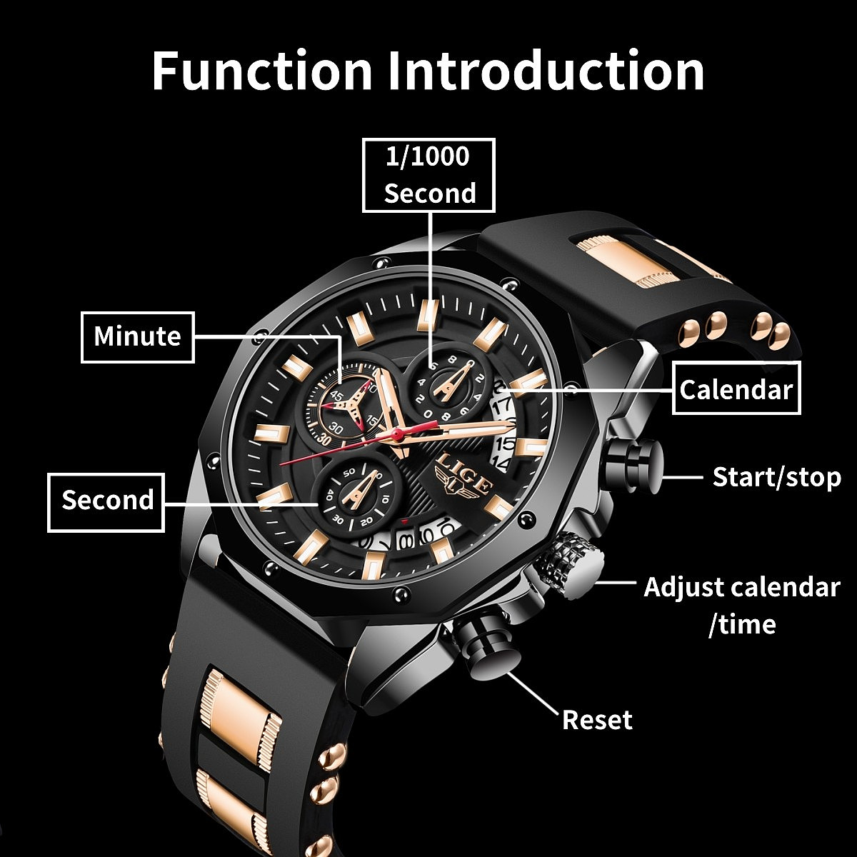 Military Men Watch Quartz Calendar Luminous Waterproof Sport Man Wristwatch +BOX