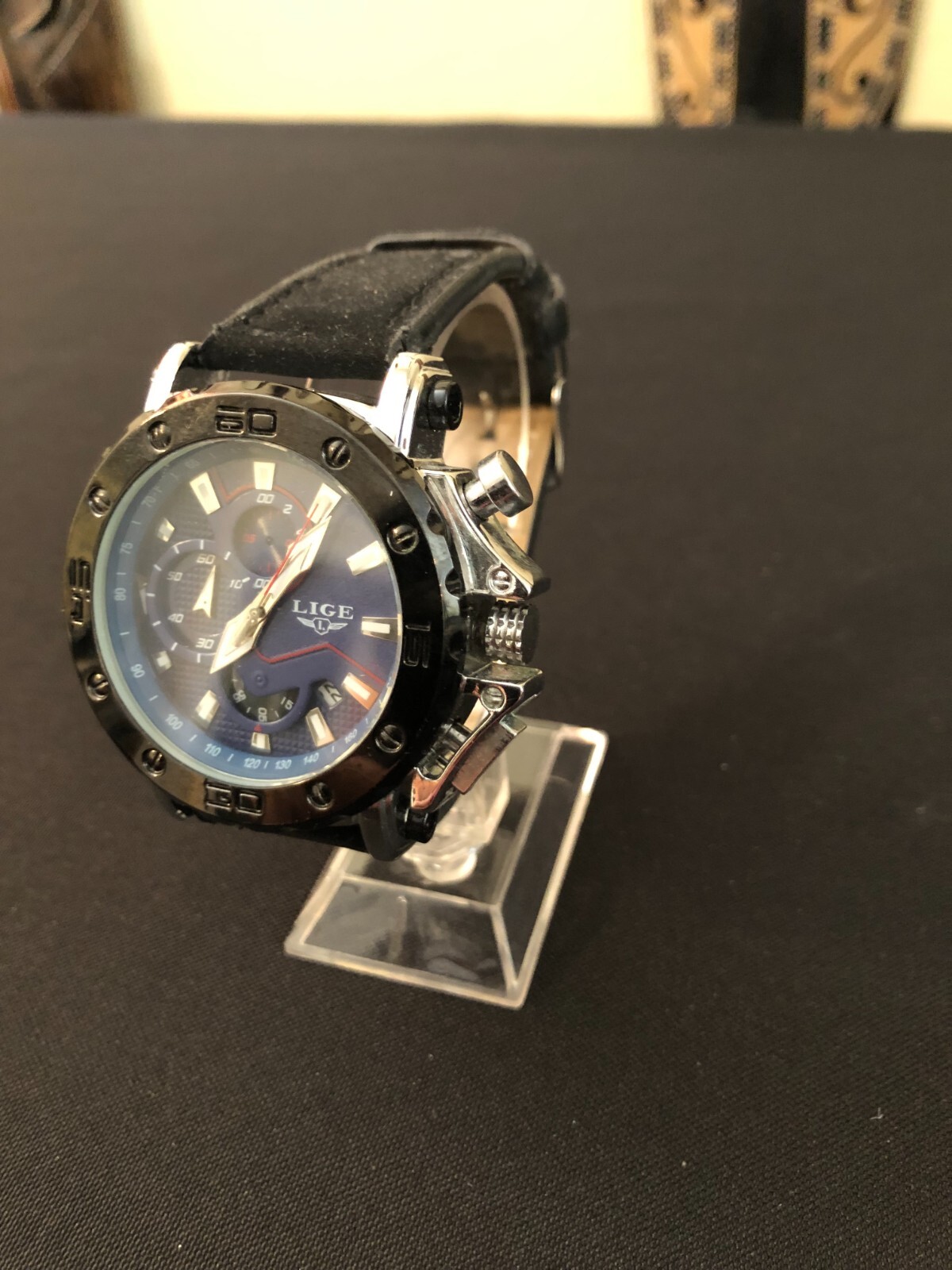 LIGE 1853 Dream Men’s Blue Face 3 Sub Dials, Date, Works, New Battery