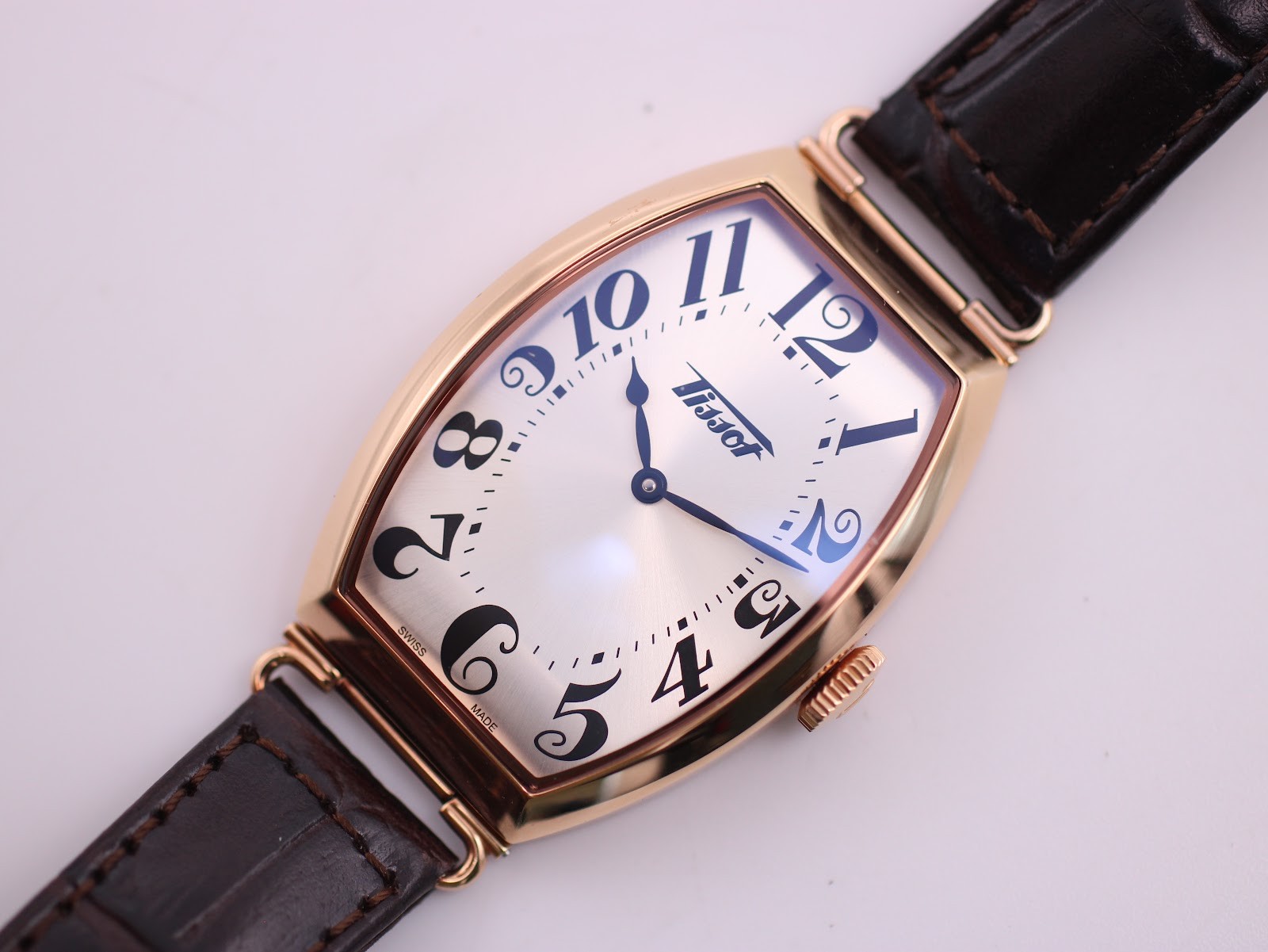 Tissot T128509 A tonneau rose gold PVD quartz watch with cream dial, original bo