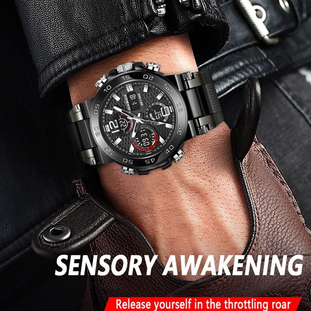 Men’s Watch Big Dial Quartz Digital Analog Luminous Waterproof Sports Wristwatch