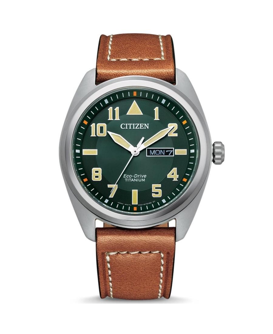 CITIZEN Men Analog Eco-Drive Casual Watch Classic Dress Green Dial Waterproof Ro