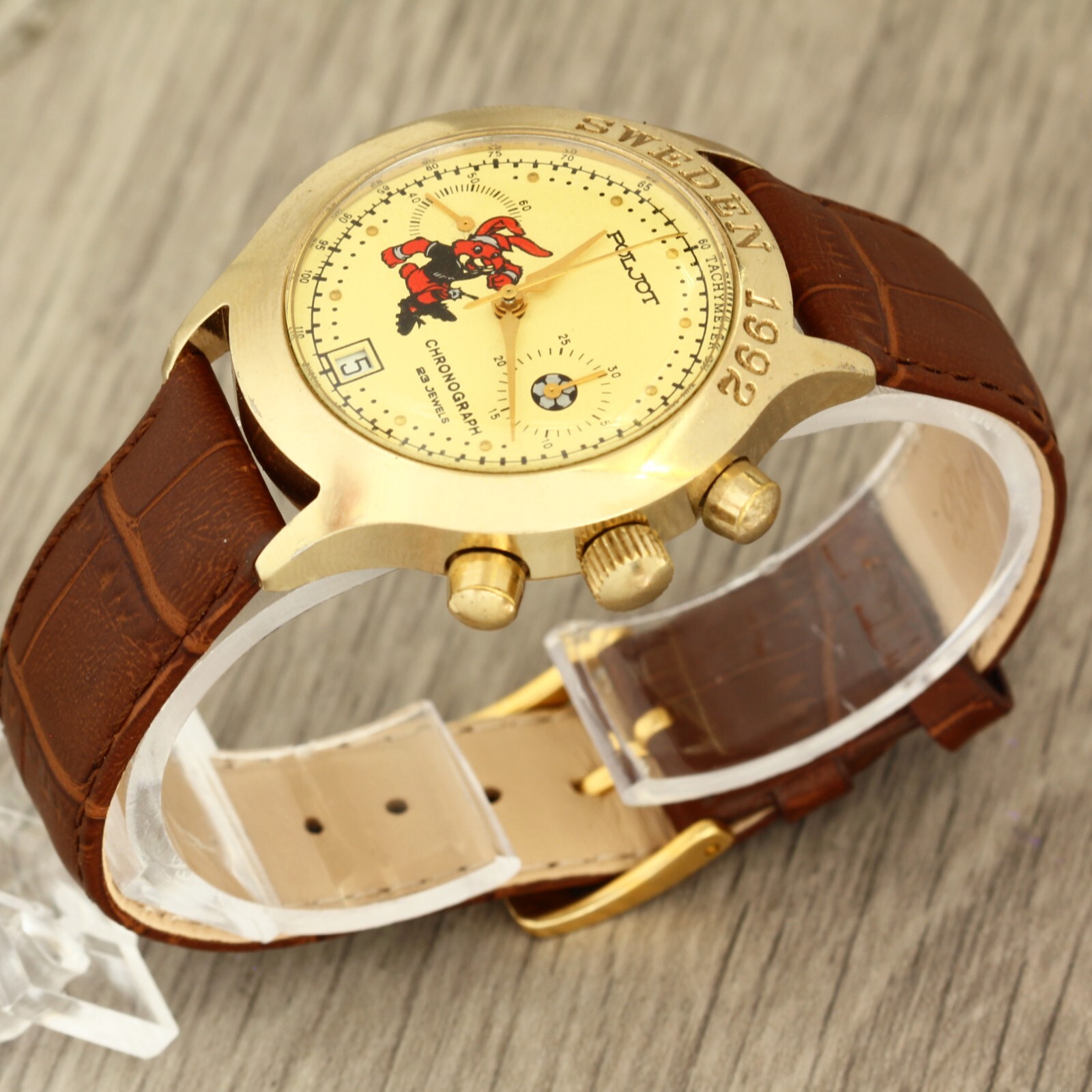 Poljot 3133 Sweden 1992 UEFA European Football Championship chronograph watch