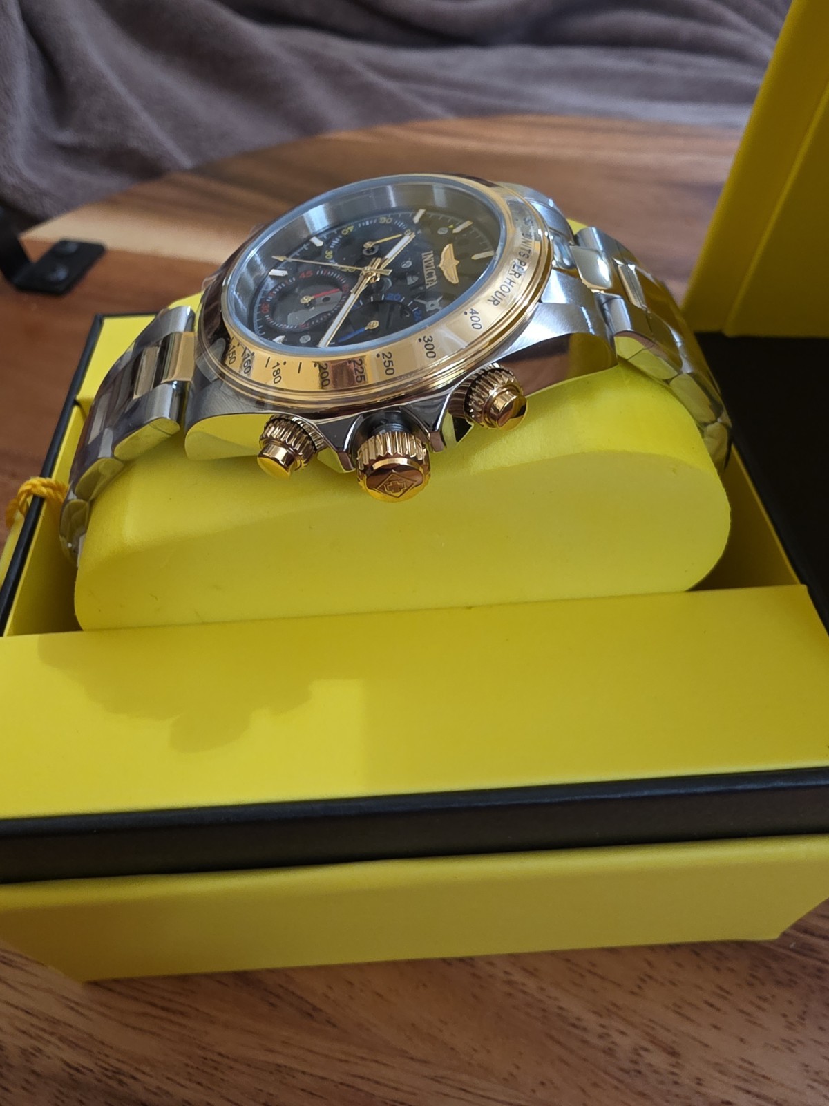 Invicta Men’s Watch – Speedway Chrono Black Skeleton Two Tone Limited Edition
