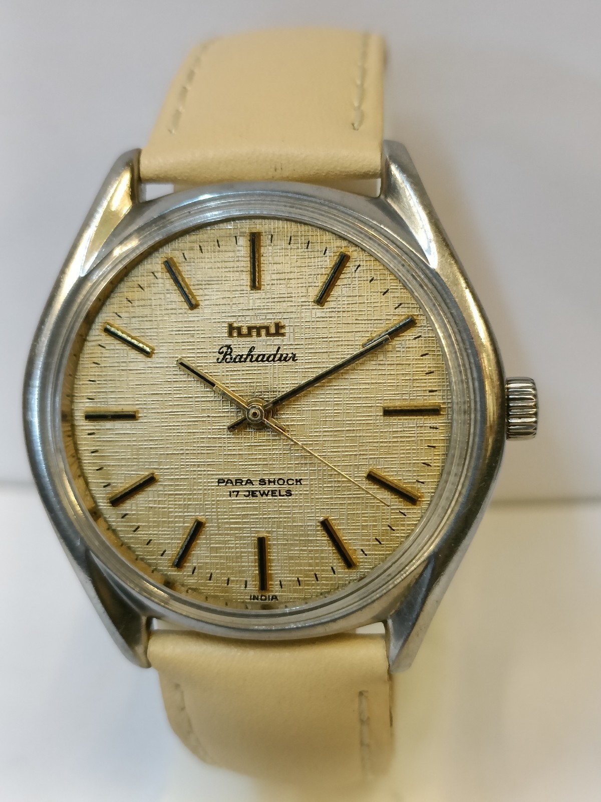HMT BAHADUR 17 JEWELS WINDING TEXTURE LIGHT BROWN DIAL 0231 INDIA MEN’S WORKING