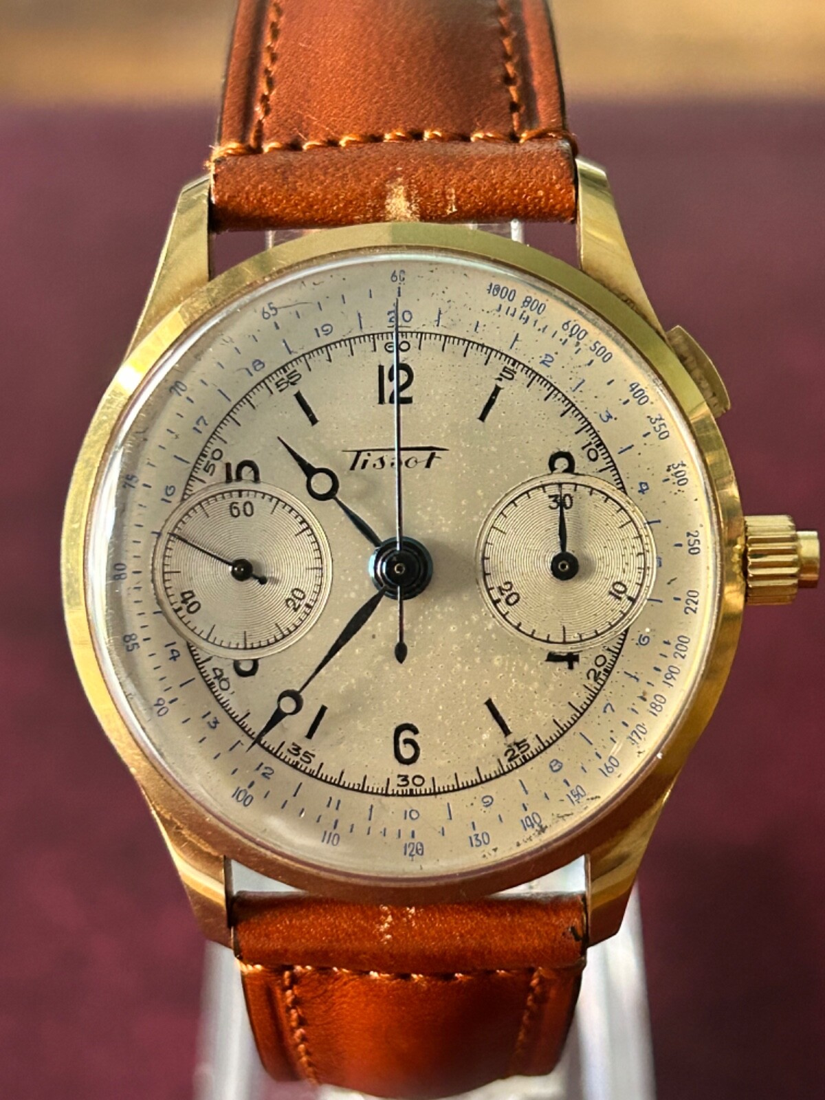Tissot Chronograph Monopusher Rose Gold 18K Vintage Rare Cal. Lemania 15cht