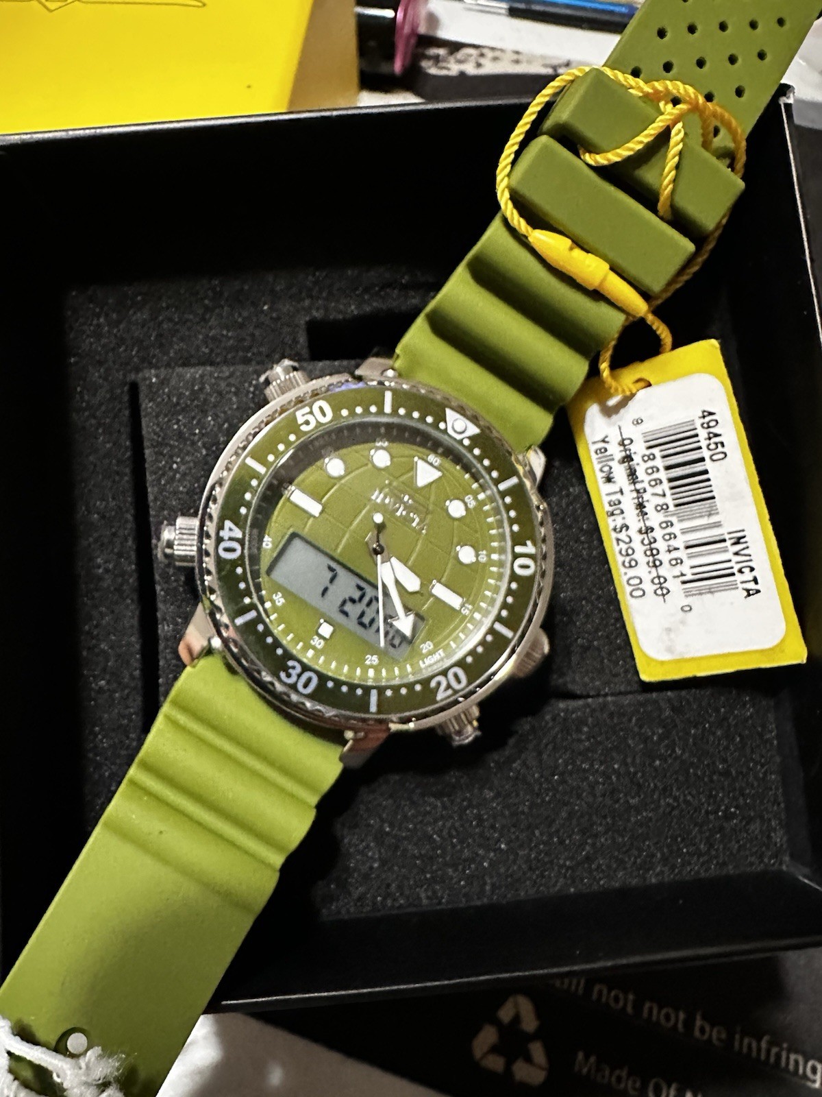 Invicta Pro Diver DigiQuartz Men’s Watch – 46.5mm, Army Green (49450)(msrp: 130)