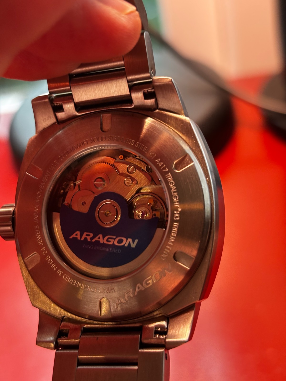 Aragon Parma T-100 Tritium Automatic Watch 200M Mint Aqua Teal Dial