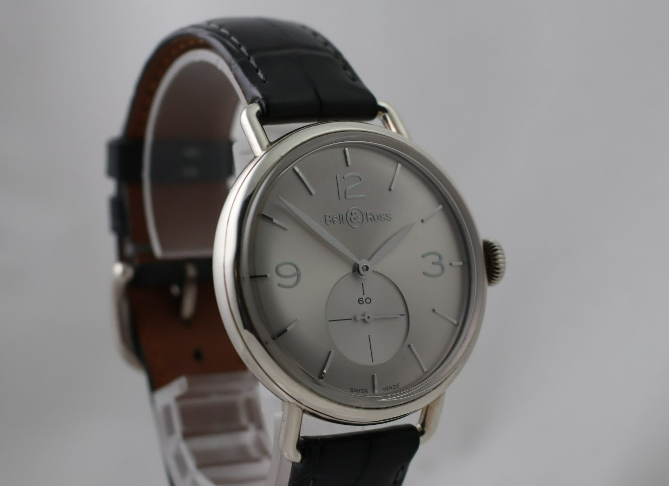 BELL & ROSS BRWW1 -70-AG 925 SILVER HAND WIND MANUAL WATCH ARGENTIUM SWISS
