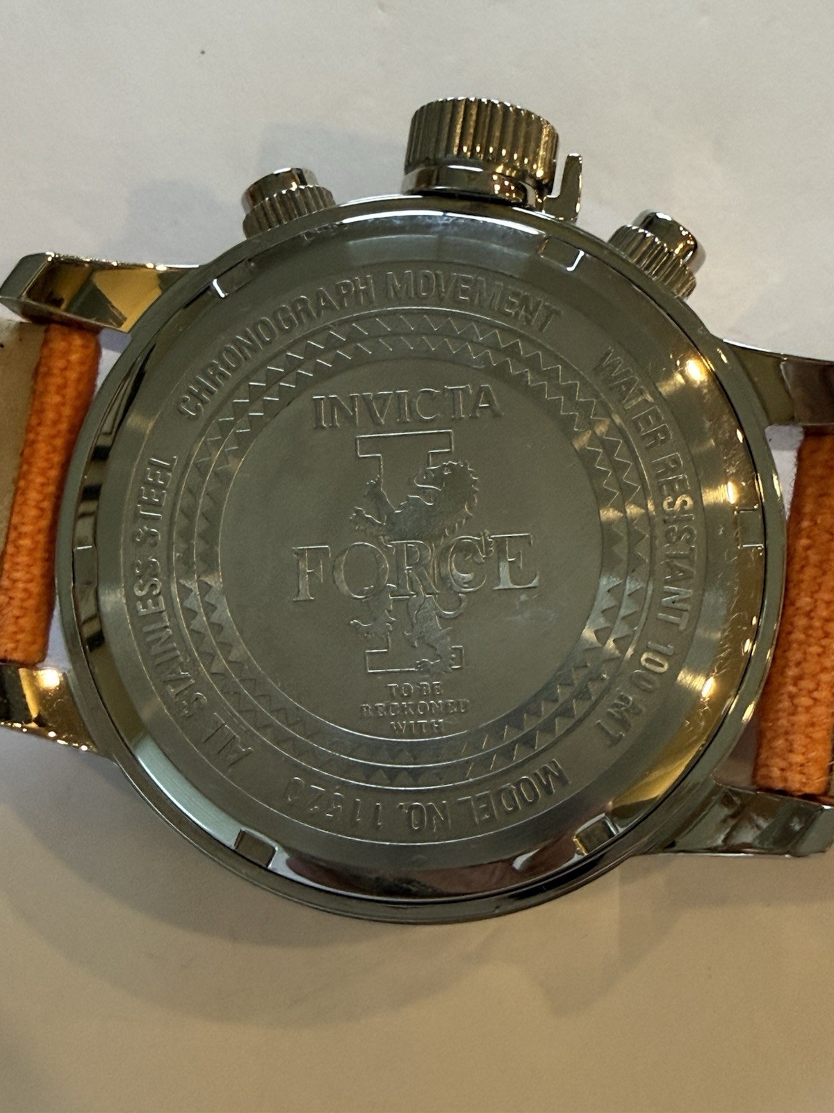 Invicta 11520 Men’s I Force Lefty Orange Canvas and Leather Strap Chrono Watch