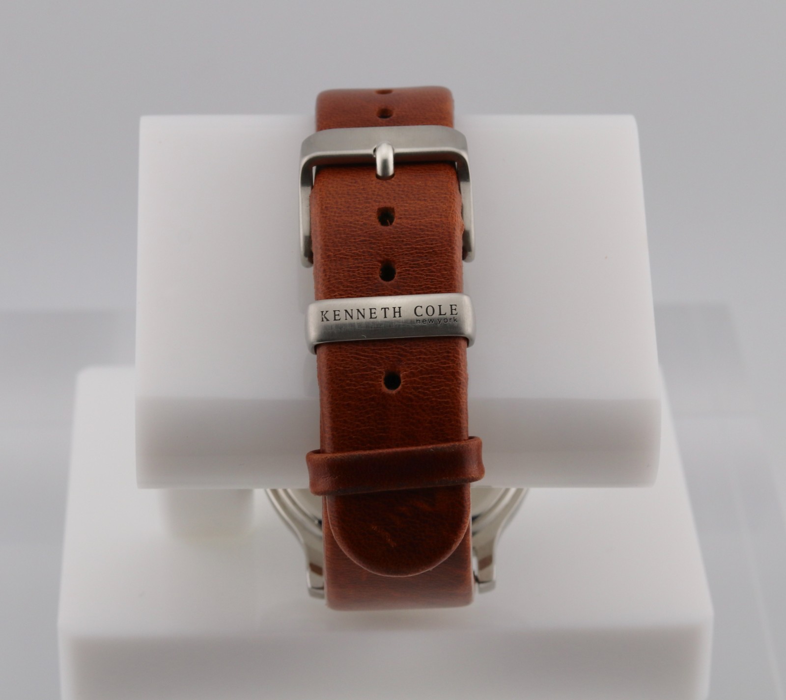 Kenneth Cole Gray Dial Brown Leather Men’s Watch Silver Case (143)