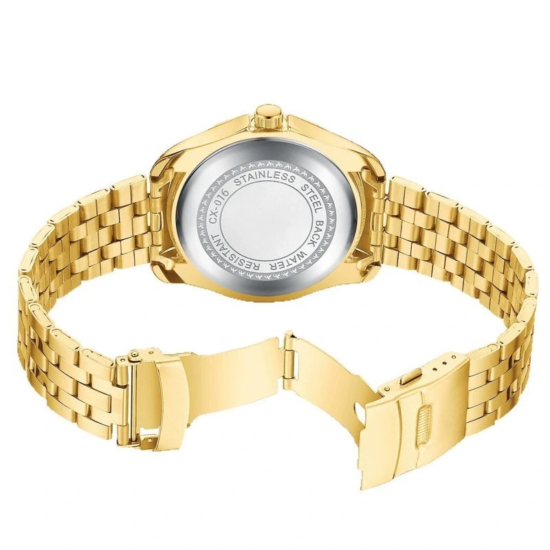 CHENXI Men’s Gold Business Day/Date Calendar Luminous Waterproof Quartz Watch