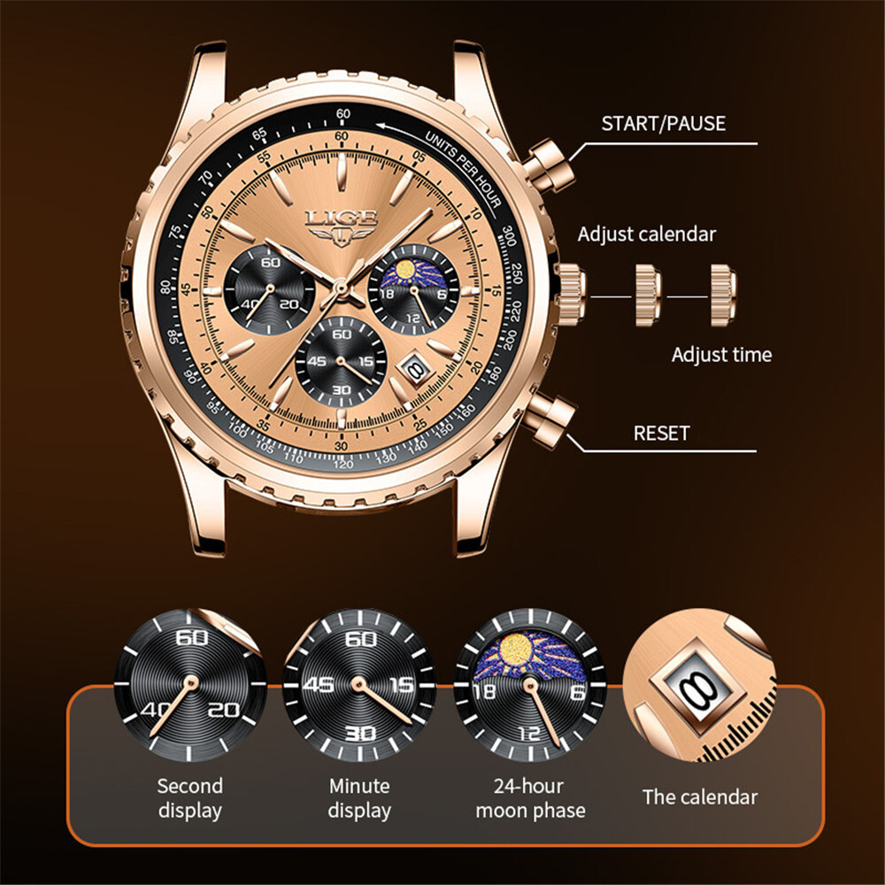 LIGE Men Business Watch Top Brand Luxury Men Wrist Watch Casual Leather Watches