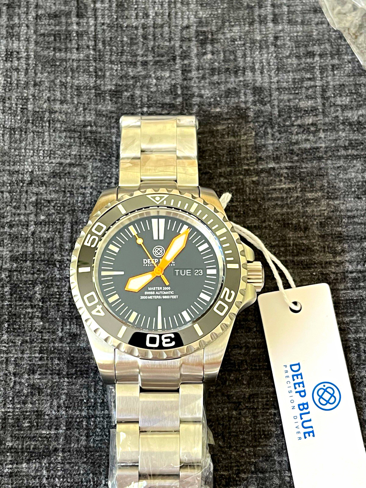 Deep Blue Master 2000 Day/Date Automatic Diver 2000m Black Dial