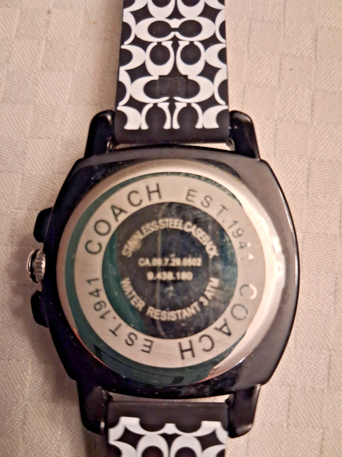 COACH CA.09.7 Ladies Boyfriend Watch Black and Silver Silicone Rubber Band