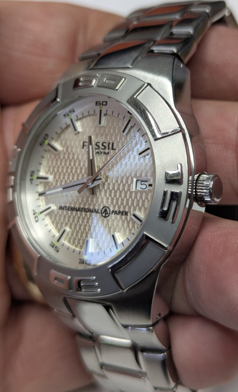 Fossil International Paper Men’s Watch w/ Date Quartz 10 ATM WR – Runs Tested