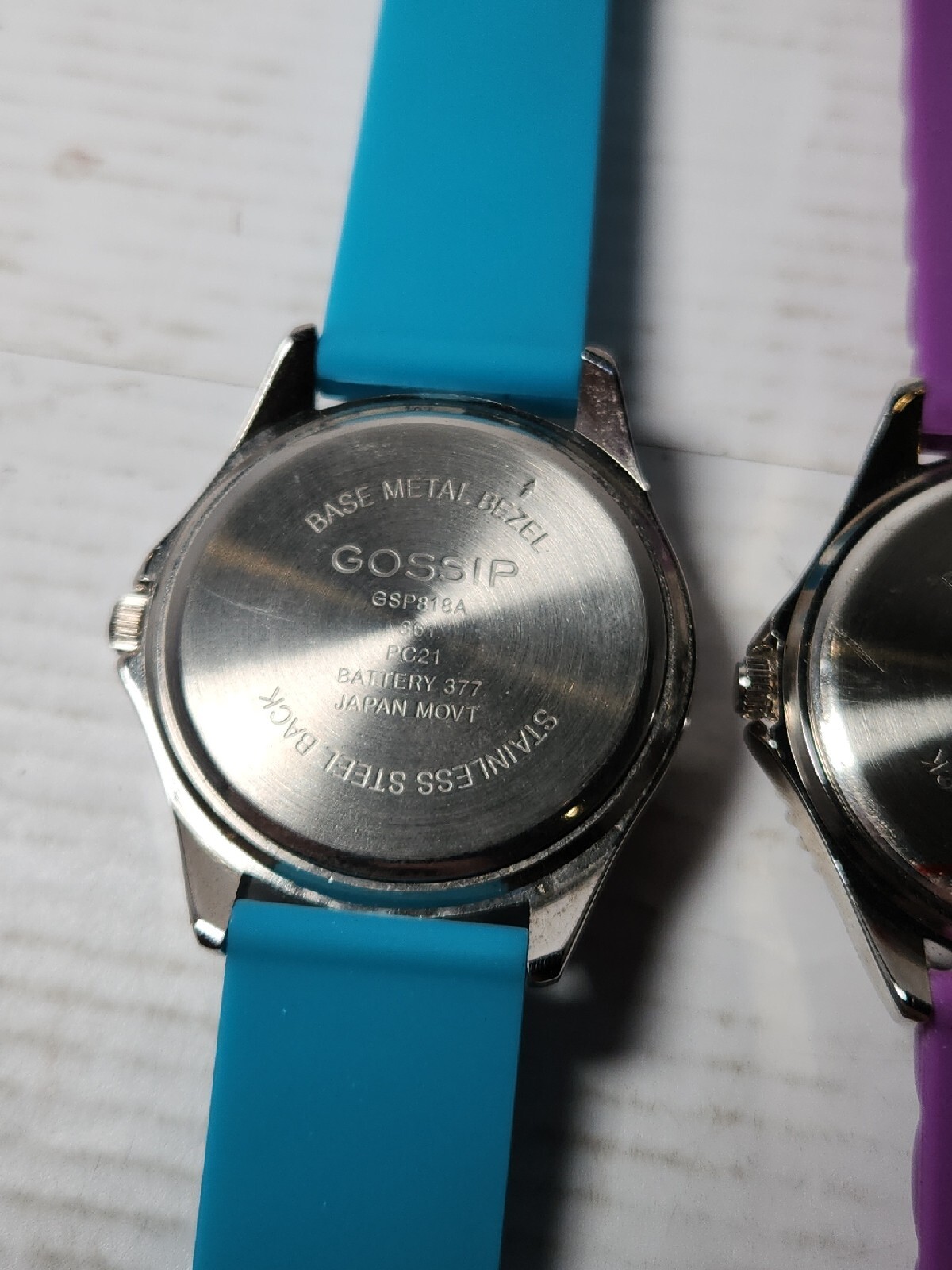 2 Pack Gossip Blue & Purple Dial Round Silicone Band Watches **NEED BATTERIES**