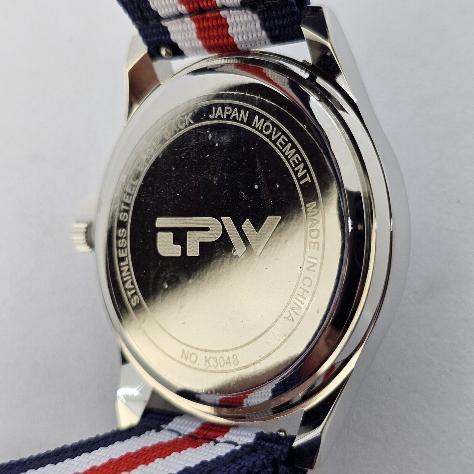 Men’s Field Military Watch 42MM Black Dial Blue White Red Canvas Band Straps