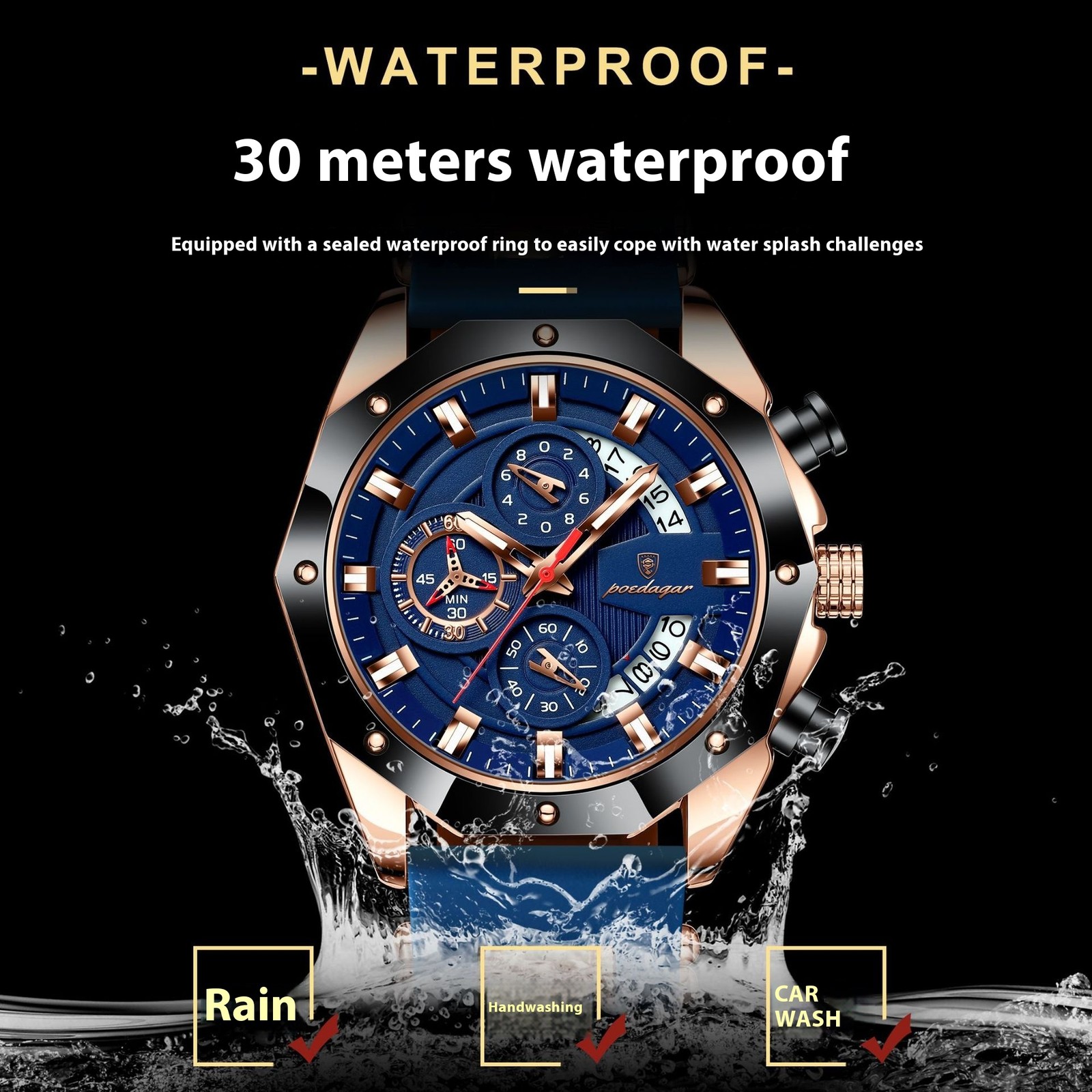 Silicone Band Multi-function Chronograph Men’s Watch