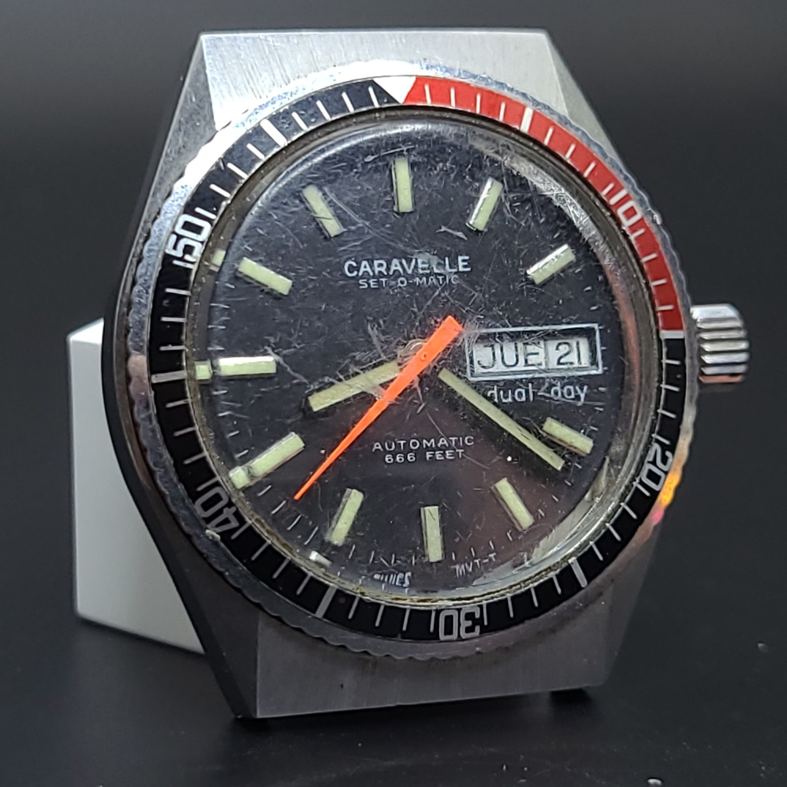 Vintage 1978 Caravelle Set-O-Matic Devil Diver 666ft Automatic Watch Part Repair
