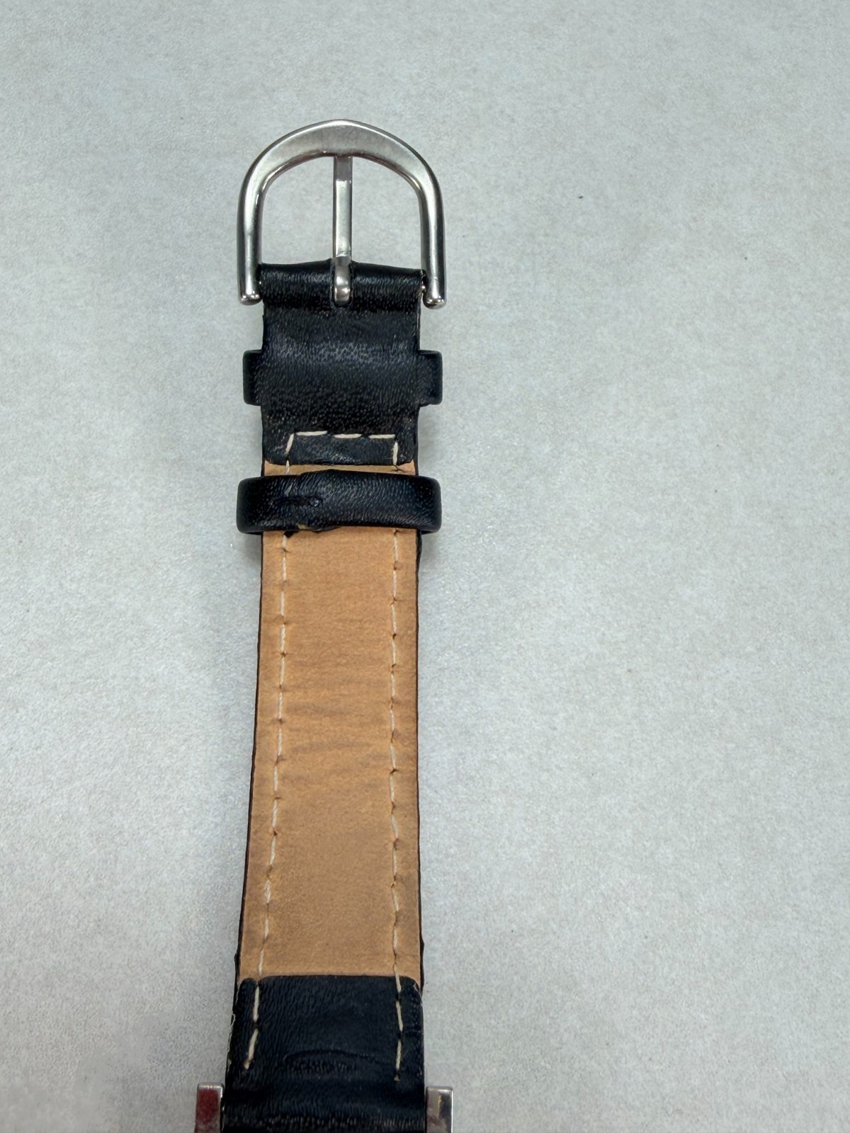 Tiffany & Co Swiss Made Tank Watch Stainless Steel Quartz Leather Strap Working