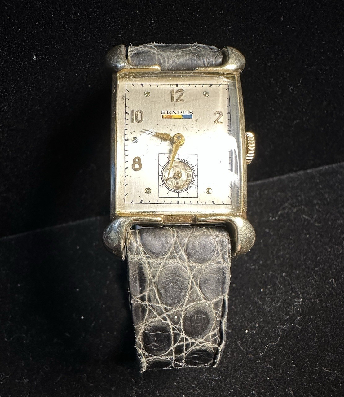 Vintage Benrus 10K Gold Filled Tank Watch Men’s Manual Wind Kalbe France Strap