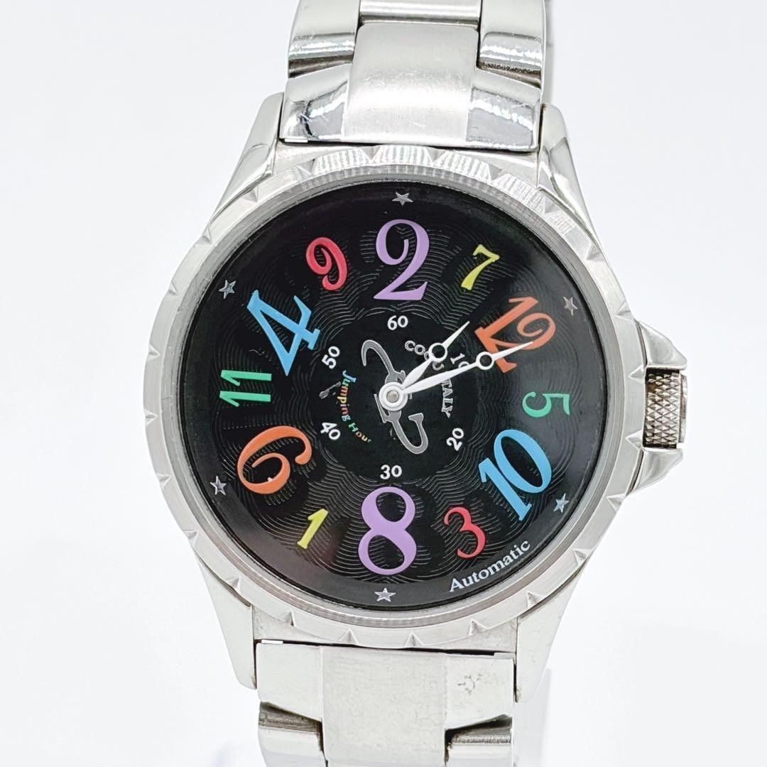 COGU ITALY Automatic Watch Stainless Steel Bracelet Black Dial Multicolor Index