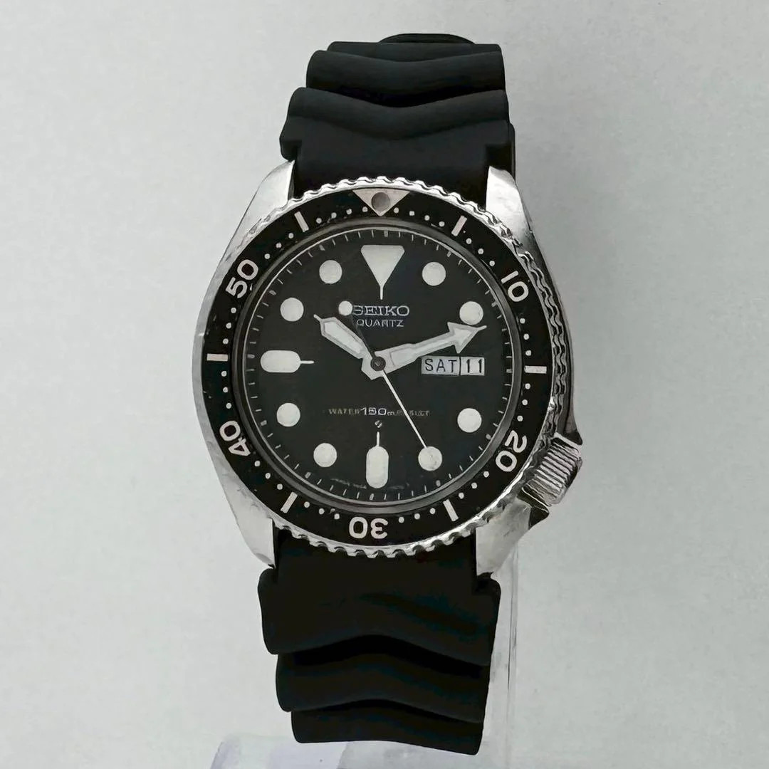 SEIKO 7548-7000 Quartz 42mm Black Day Date Rotating Bezel