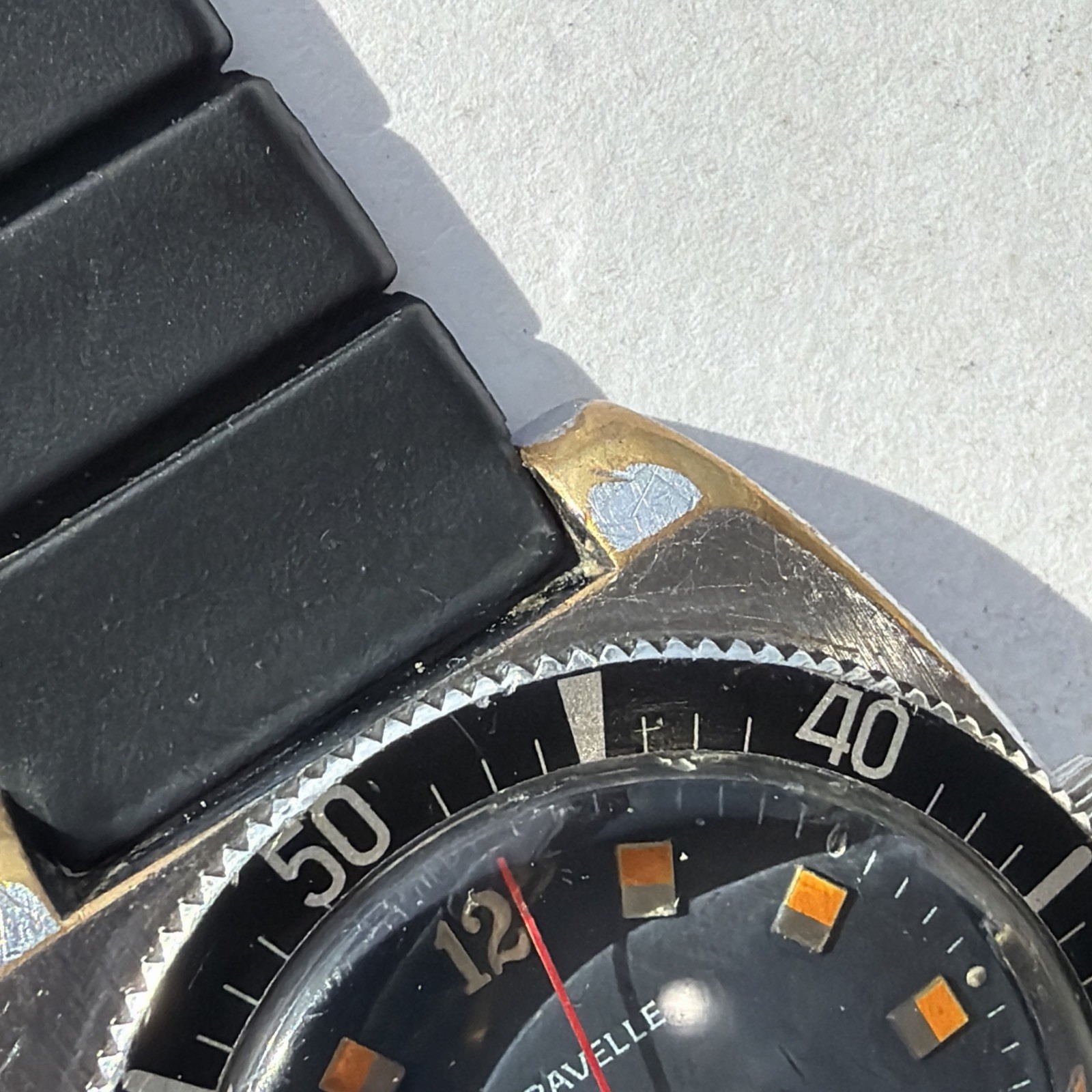 AS53 CARAVELLE VINTAGE DIVER Black Bezel Orange-Black Dial WATERPROOF Running**