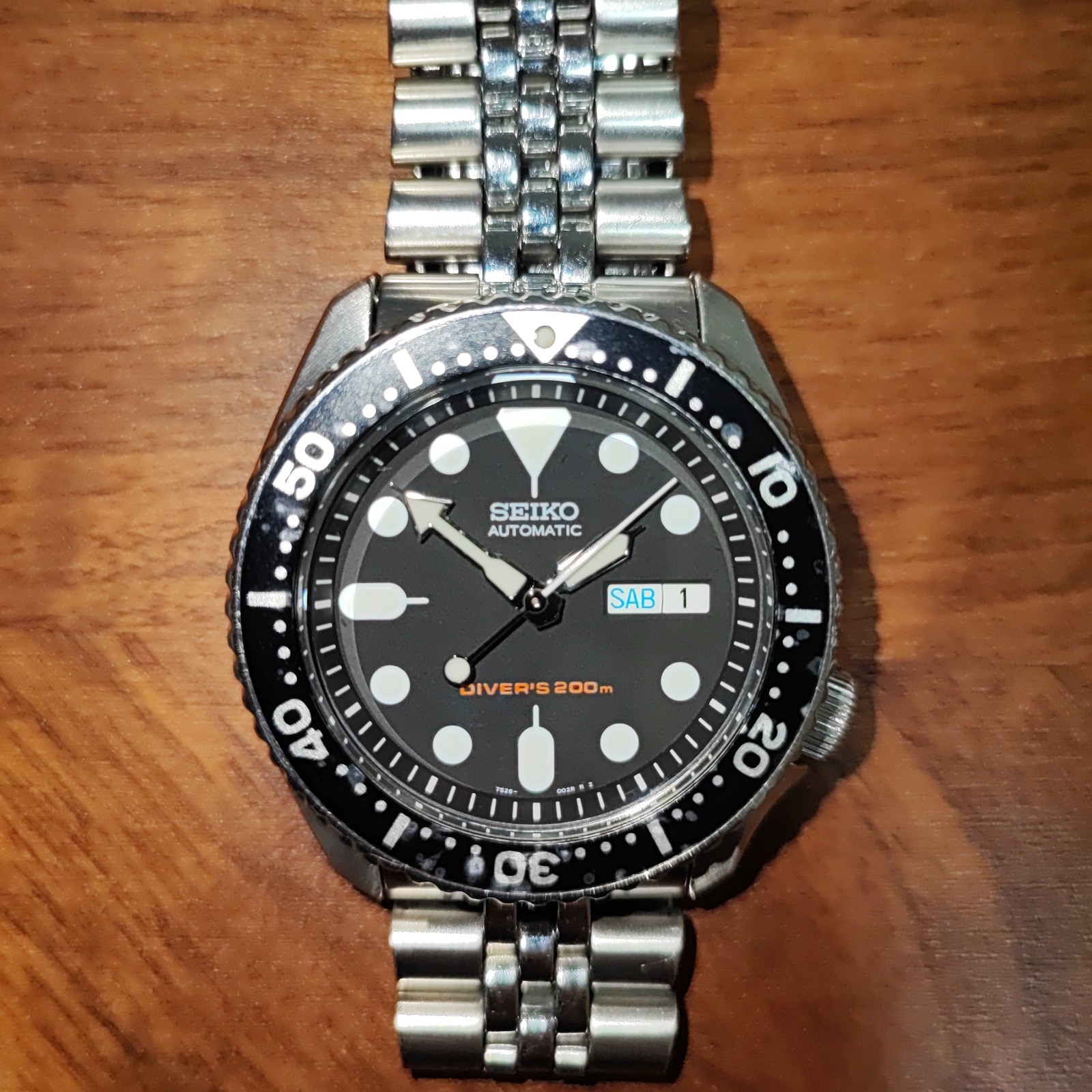 USED SEIKO Black Boy 7S26-0020 Automatic Genuine Jubilee Bracelet