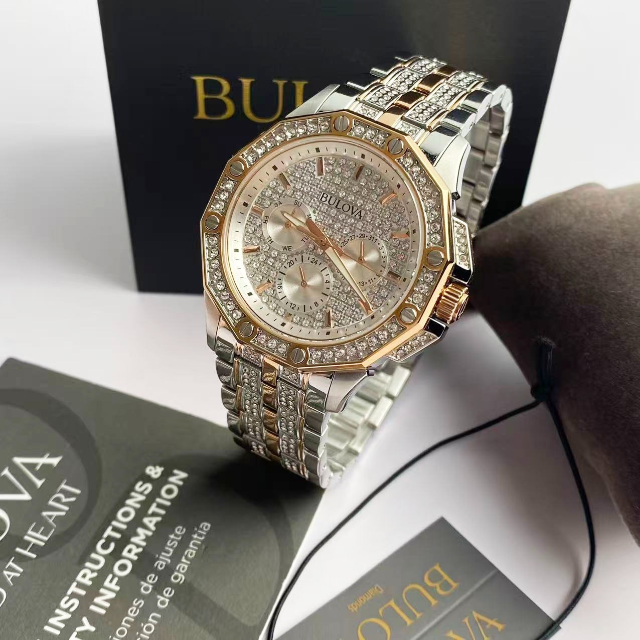 New Bulova Octava White Dial Rose Gold Stainless Steel Men’s Quartz Watch 98C133
